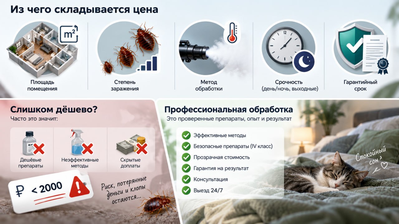 ценообразование на обработку от клопов